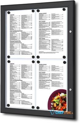 Syna Menuvitrine Vergrendelbaar Outdoor Zwart 4x A4 - SCZN4XA4C9005