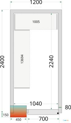 Koelcelpanelen met 80 mm Isolatie - zonder Vloer - CR 120X240X212 NF