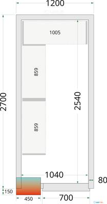 Koelcelpanelen met 80 mm Isolatie - zonder Vloer - CR 120X270X212 NF