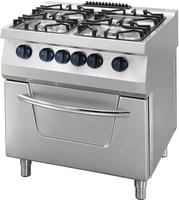 Maxima Heavy Duty Fornuis - 4 Pitten - Dubbel - 70 cm Diep - 36 KW - Gas Incl. Elektrische Oven - 09396015