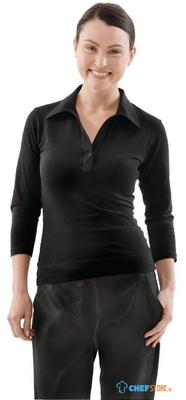 Dames T-shirt met V-hals | Zwart | maat XL | Chef Works | B038-XL