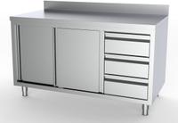 700 Werktafel Schuifdeuren Laden Rechts Met Rand 1600, combisteel 7333.0274