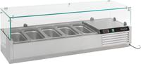 Gekoelde Opzetvitrine | 5x 1/4 GN | Glaswand | Combisteel | 7450.0005