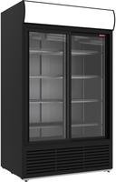 Diamond Positieve Gekoelde Vitrine 1230 Liter, Lichtbak, 2 Schuifdeuren - ZWART - DRK12-CB