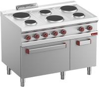 Elektrisch Fornuis Met 6 Ronde Platen - Elektrische Oven GN 2/1 En Grill - Met Kast GN 1/1 - Diamond E7/6PFA11-N