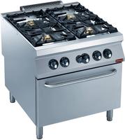 Gasfornuis 4 branders, gasoven GN 2/1 | 2200 line | Diamond | G22/4BF8-N