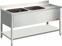 Diamond Spoeltafel met 2 Kuipen en 1 Druipvlak - L1621D-D