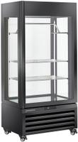 Diamond FULL Glazen Vitrine" 600 Liter 2 Planken & Vleesstang Geventileerd ZWART - MAX/607-MB