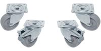 Kit van 4 Zwenkwielen Ø100 voor Kast - 2 met Rem - Diamond RAG4-RE