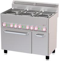 Diverso By Diamond Fornuis met 6 Elektrische Kookplaten op Conventieoven GN 1/1 en Neutrale Kast - WR-E6CF-23