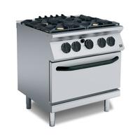 Gastro-Inox 700 Hp Gasfornuis 4 Branders En Gn2/1 Gasoven, 80cm, Gastro-Inox 170.004