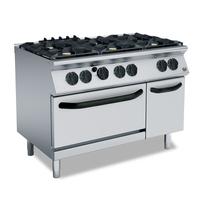Gastro-Inox 700 Hp Gasfornuis 6 Branders En Gn2/1 Gasoven, 120cm, Gastro-Inox 170.005