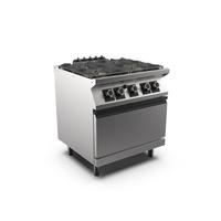 Mareno M1-900 Gasfornuis 4 Branders En GN 2/1 Gasoven - 80cm - 191.105