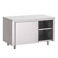 Gastro-Inox RVS Werkbank 1000(l)x600(d)x850(h)mm Met Schuifdeuren, Gastro-Inox 312.050