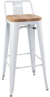 Bolero Bistro Hoge Krukken met Rugleuning en Houten Zitkussen Wit (4 Stuks) - FB625