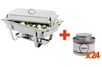 S517 Oferta especial 1 chafing dish y 24 latas de combustible líquido Olympia
