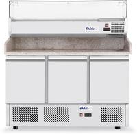 Arktic Pizzawerkbank met 3 deuren en koelvitrine 380+40L - 232033
