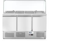 Saladette | 3 deuren en glazen vitrine, 4x 1/1GN bak | 380L | Arktic 232798
