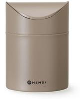 HENDI 440797 Tafelformaat prullenbak met schommeldeksel, , 1,2 Liter, Beige, Diameter ⌀ 12 cm - Hoogte 16,5 cm