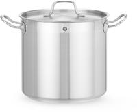 Kookpan Hoog - met Deksel - HENDI - Profi Line - 10L - Diameter 24 cm - Hoogte 22 cm - 832400