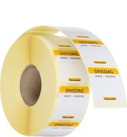 HENDI 850480 Voedselveiligheid dagstickers, herbruikbaar, , Dinsdag, Geel, 1000 st., 25x25mm