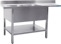 SARO Spoeltafel met Twee Wasbakken Links 600 mm Diepte 2000 Mm - 600-2620L