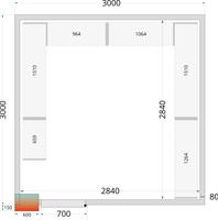 Koelcelpanelen met 80 mm Isolatie - zonder Vloer - CR 300X300X212 NF