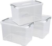 HANDY Set van 3 Transparante Opbergdozen 65L - 240682