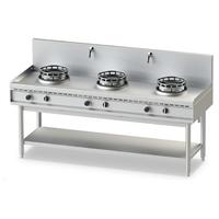 Mastro Wok Warmhoudplaat Op Gas, Met Bodemplank, 3 Branders, 2 Kranen | AHA0003