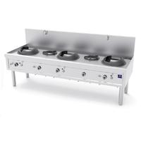 Gas Wok Hob With 3 Burners 27,5 KW + 2 Soup Burners 9,2 KW, 2 Water Taps - Mastro AHA0025