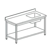 Werktafel Met Wasbak Aan De Rechterkant, Met Opstanden Plank, 1900X600 Mm