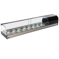 Gekoelde Tapasvitrine | B=193cm | 8x GN1/3 + glasplank | geventileerd | Zwart | Mastro TPFR8IA2S