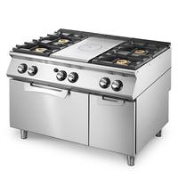 Mastro Bakplaat - Gas Solide Top Op Statische Gasoven Gn 2/1 en Gesloten Kast+ 4 Branders - V70120TPPCFG2