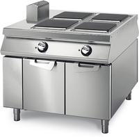 Electric Range With 4 Squared Plates On Cabinet With Doors, Two-Sided Panel Control, Virtus VS110100PCE