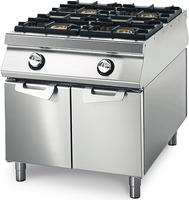 Gas Range With 4 Burners On Cabinet With Doors, Stainless Steel Containers, Two-Sided Panel Control, Virtus VS11080PCG