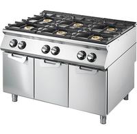 Gas Range With 6 Burners On Closed Cabinet, Pressed Working Top, Virtus VS90120PCGSP