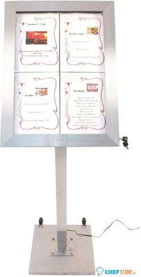 Securit RVS Gekleurd LED 4XA4 Display met Paal en Voet - DP704