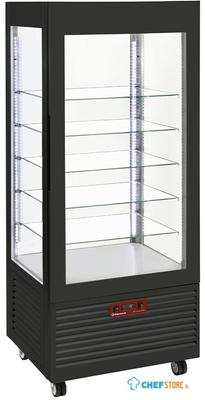 Diamond Vitrine 4 zijden T° negatief, 5 niveaus in glas, geventil, 480 Lit., ZWART | INN/VB-B9-R2 1