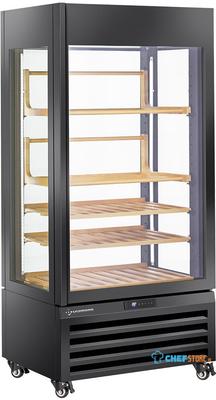 Diamond FULL Glazen Vitrine" 600 Liter 1 Niveau + 2 Planken Geventileerd WINE ZWART - MAX/609-VB2 1