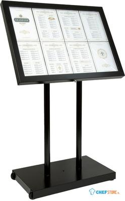 Securit Zwart Hamerslag Staal Witte LED's 8xA4 Informatiedisplay (excl. Paal En Voet) - CU934