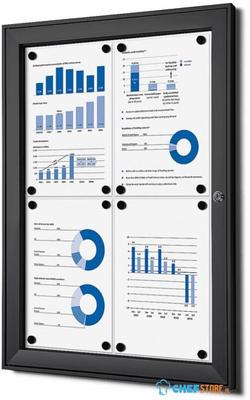 Syna Vergrendelbaar Notitiebord Indoor Zwart 4x A4 - SCS4XA4C9005