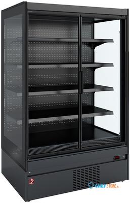 Diamond Gekoeld Wandmeubel, Glazen Zijkanten, Zelfbediening, Klapdeuren - Zwarte Decoratie - SCM14-C5 1