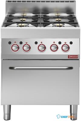 Gasfornuis 4 Branders Met Gasoven - Diamond G65/4BF7-N 1