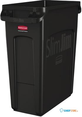 Rubbermaid Slim Jim afvalbak met ventilatiekanalen zwart 60L - CP652