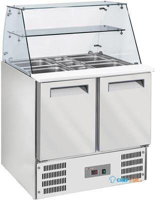 Diverso By Diamond Gekoelde Saladette met Gebogen Glas 2x GN 1/1 + 3x GN 1/6-150 mm + Reserve 2 Deuren GN 1/1 - WR-SAL6-L2 1