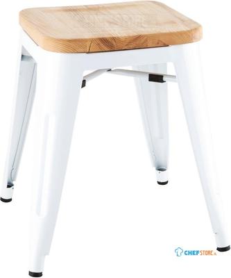 Bolero Bistro Lage Krukken met Houten Zitkussen Wit (4 Stuks) - DW738