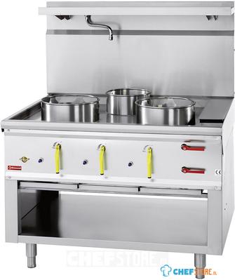 Wok gasfornuis | 3 brander | Watergordijn | CHINA/3L | Diamond