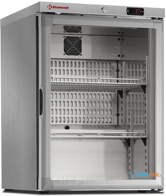 Diamond Koelkast Geventileerd, Glazen Deur, 150 Liter. RVS - PFV202-R6X/G 1