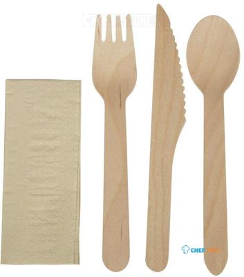 EGreen Individueel Verpakt 4-In-1 Houten Bestekset (250 Stuks) - eGreen FS168