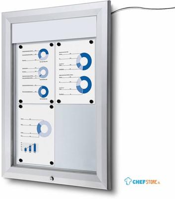 Syna Vergrendelbaar Notitiebord Outdoor Verlicht Logo 4x A4 - SCT4XA4PHLED